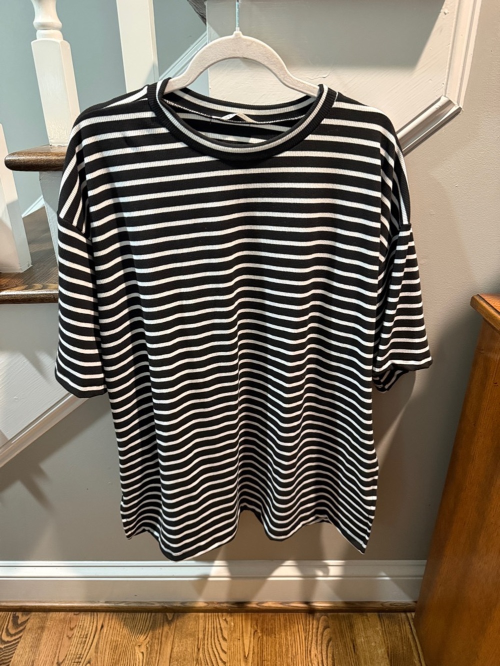 Stylive Black and White Striped Tunic with side slits